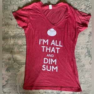 I’m all that and Dim Sum Women’s Large Fitted Tee V Neck Heathered Red